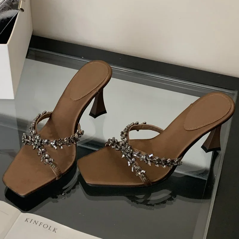 Street Style Fashion Slippers Woman Open Toe Thin High Heels Shoes for Women Sandals Stripper Party Slides Exquisite Women Shoes