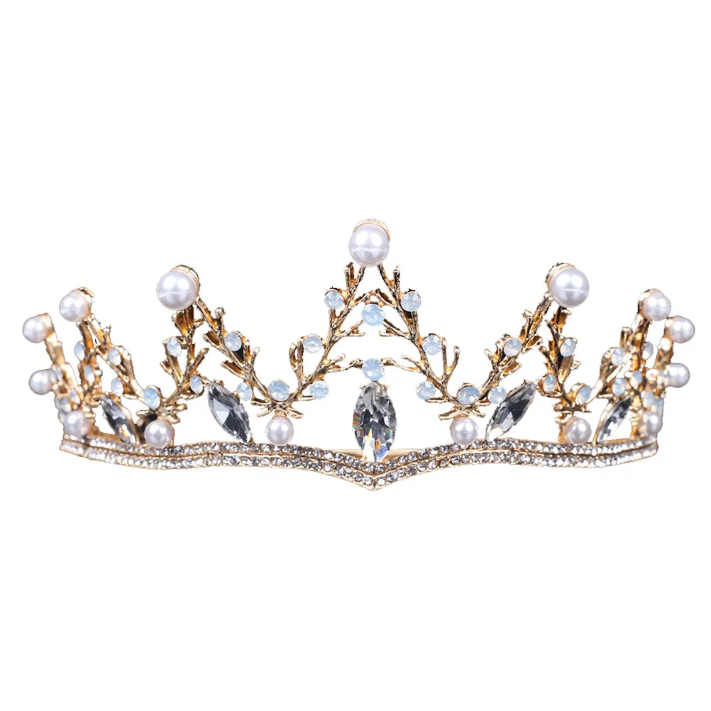 

Baroque Gold Rhinestone Tiara Crown Women Wedding Bridal Crowns Hair Accessories Elegant Jewelry Suitable for Ceremony and Party