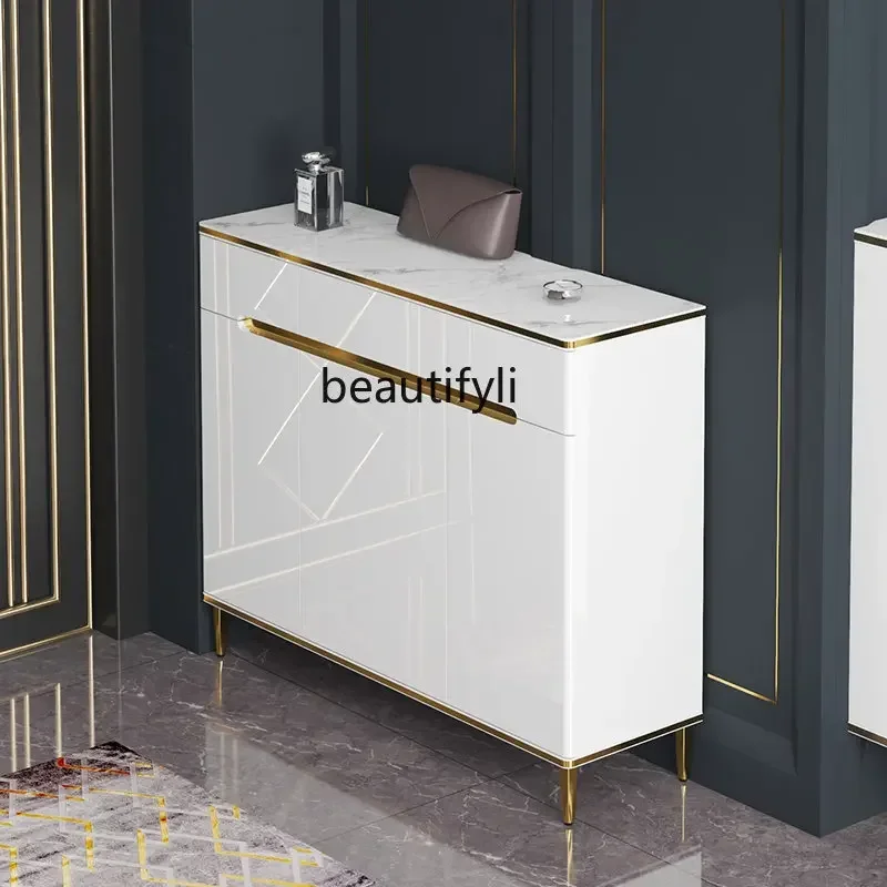 cc182R1 خزانة خذاء فاخرة خفيفة المنزل توفير المساحة جدار المنزل بسيط الحديثة مدخل خزانة لوحة حجرية قاعة خزانة