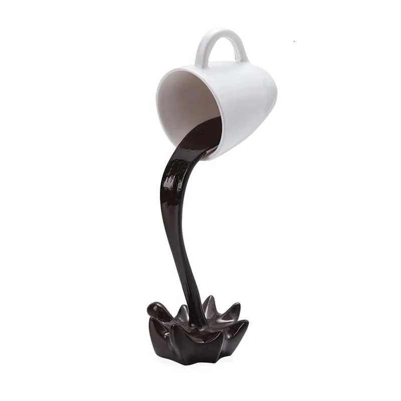 Spilling Coffee Cup Sculpture Magic Pouring Splash Unique Kitchen & Home Decor Ideal For Desktop & Room Decoration