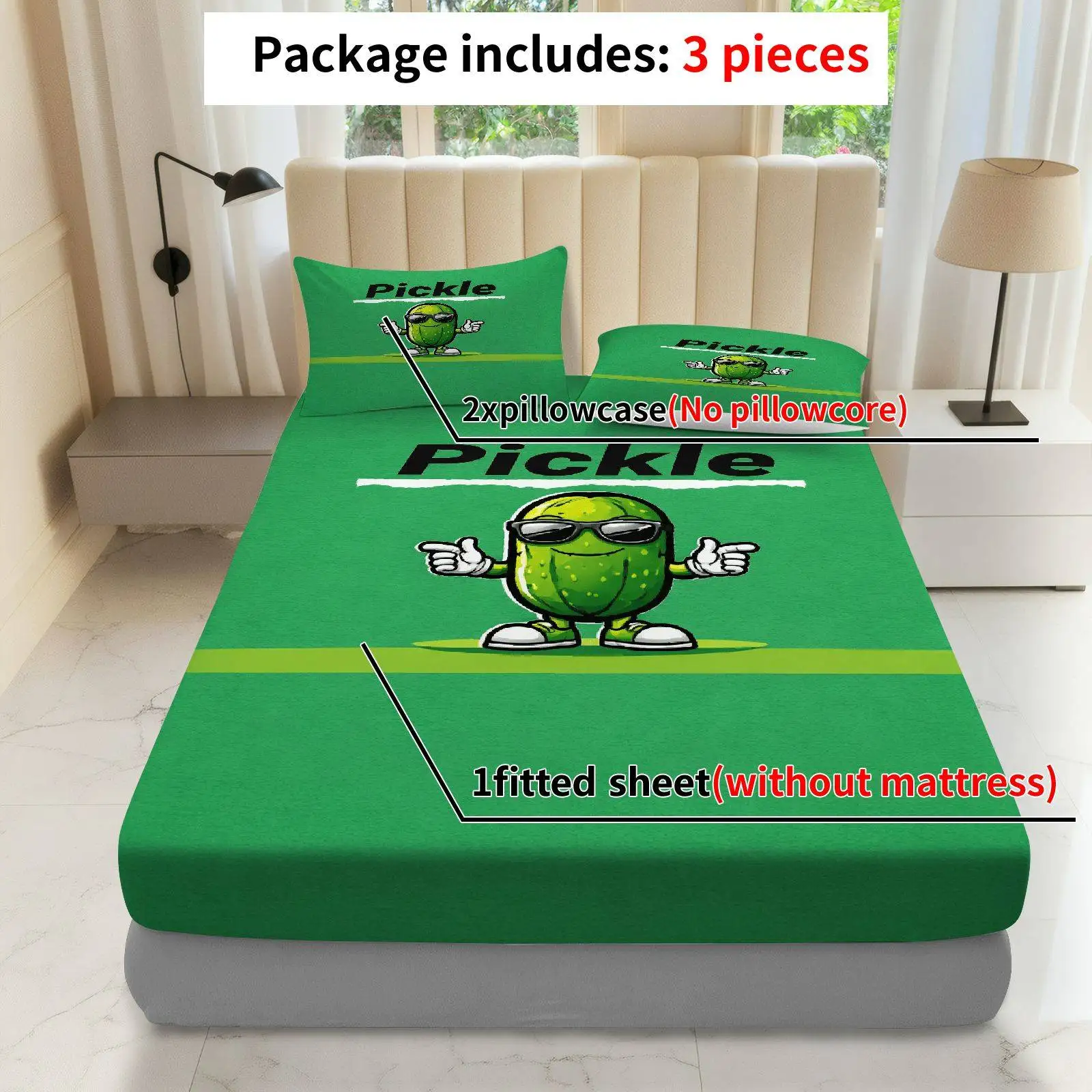Three-piece fun-themed bedding set, 2D digital print three-piece bedding set (includes 1 fitted sheet + 2 pillowcases), 3-piece set, 2D flat print fitted sheet, tropical dolphin rainbow theme bedding, floral palm tree print, resort poolside, fitted sheet style with elastic edges, mattress protector, machine washable design, holiday decoration, various sizes, breathable protector with pillowcase