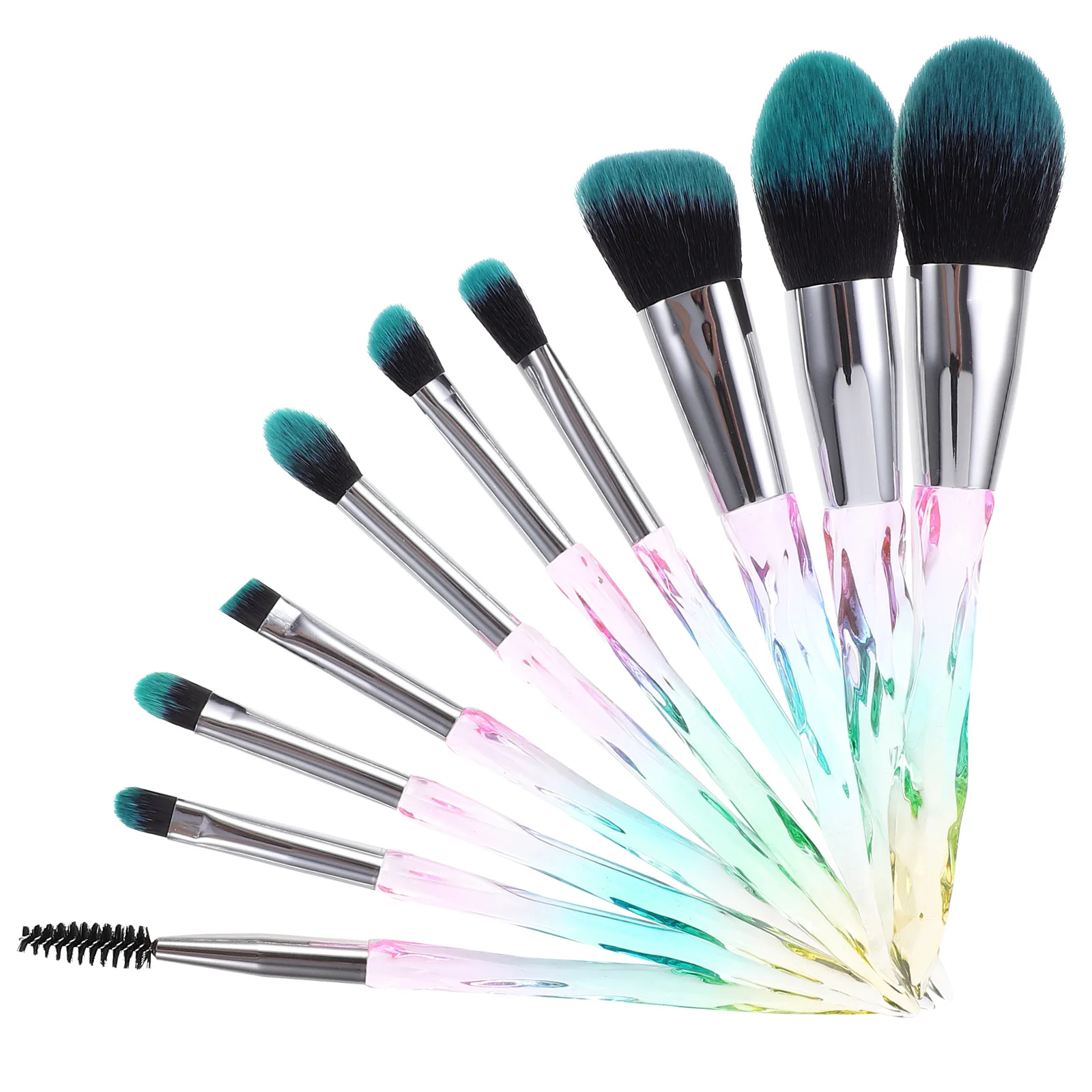 10Pcs Makeup Brush Set Soft Non-Shedding Fiber Bristles for Flawless Foundation Face Powder Blush Eyeshadow Application Ideal