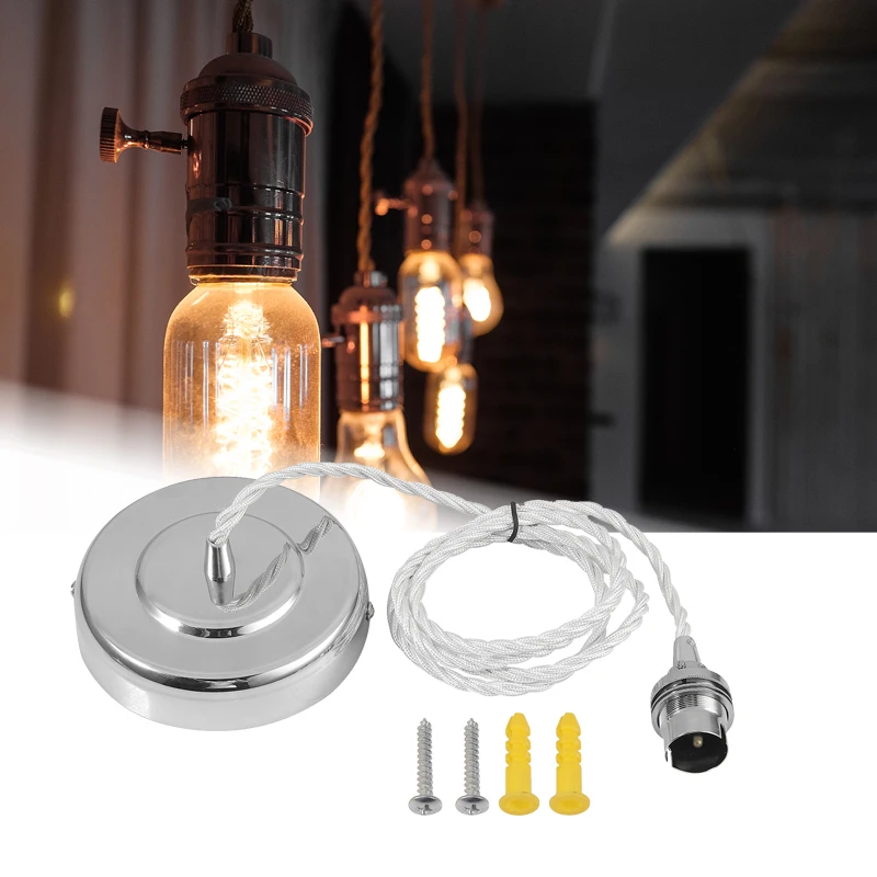 Neoteck 220-240V Retro Vintage Edison B22 Aluminum Shell Base Lamp Bulb Holder Lighting Socket For Ceiling Light Adaptor Rope