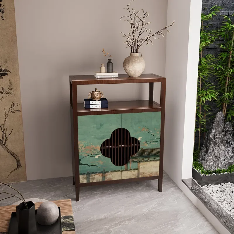 Song Dynasty Style Solid Wood Porch Cabinet Living Room Villa Storage Bucket Tea Room Retro Custom Tea Locker