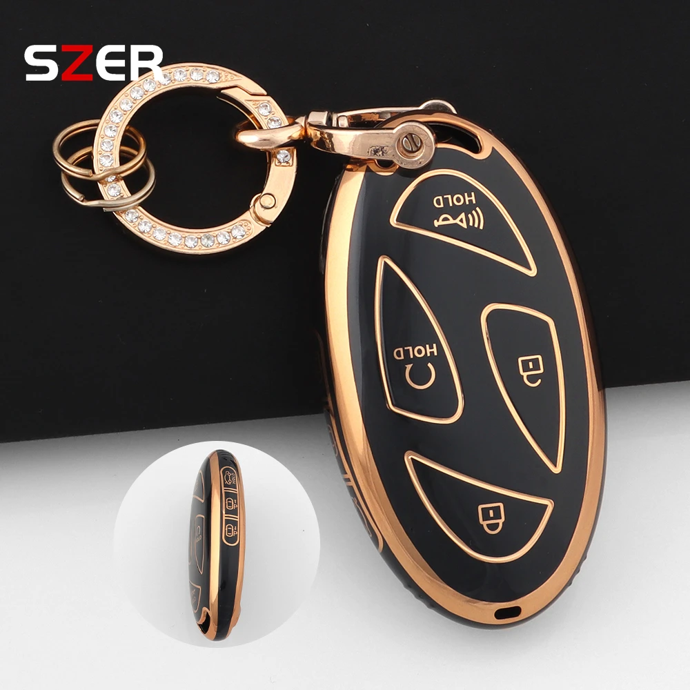 حافظة مفاتيح ذكية عن بعد للسيارة من البولي يوريثان غطاء شل لسيارة Hyundai IONIQ 6 سباق كبيرة جديدة GN7 Kona 5 7 أزرار حامل محمي بدون مفتاح فوب