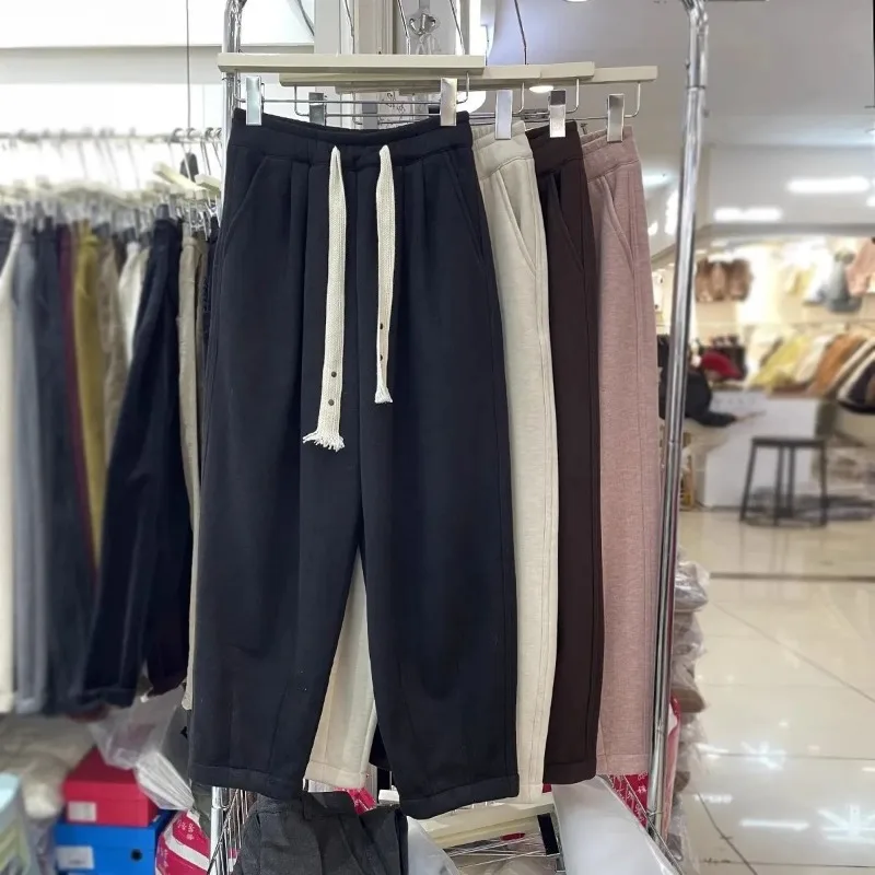 Pantalon Sarouel Taille Haute pour Femme, Vêtement de Bureau, Solide, Assressentià Tout, Chaud, Automne et Hiver