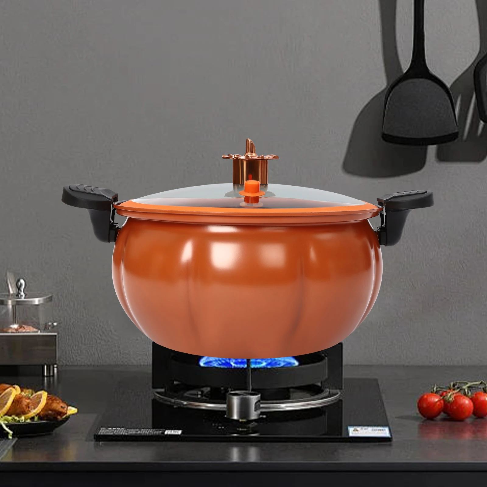 Halloween Style Micro Pressure Cooker Pumpkin Shaped, Refined Iron Micro Pressure Cooking Pot  for Kitchen