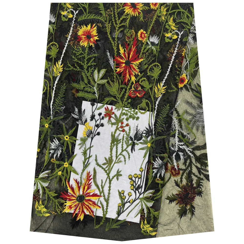 French high-quality mesh fabric, African fashionable plant and flower handicrafts, lace, embroidery and embroidery fabric