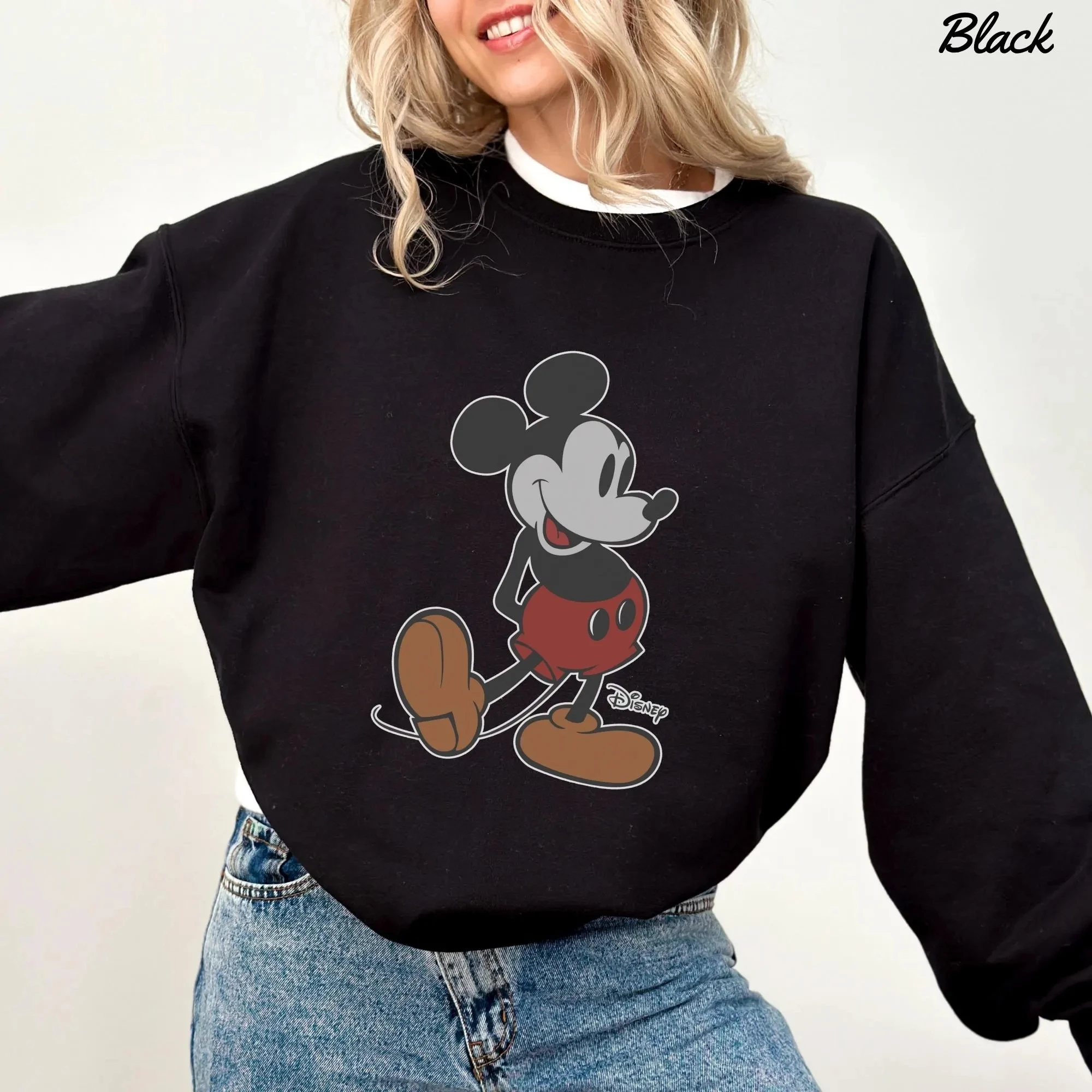 Sudadera retro de Mickey Mouse de Disney para mujer, sudadera de lana para primavera y otoño, para el día a día y para cualquier ocasión