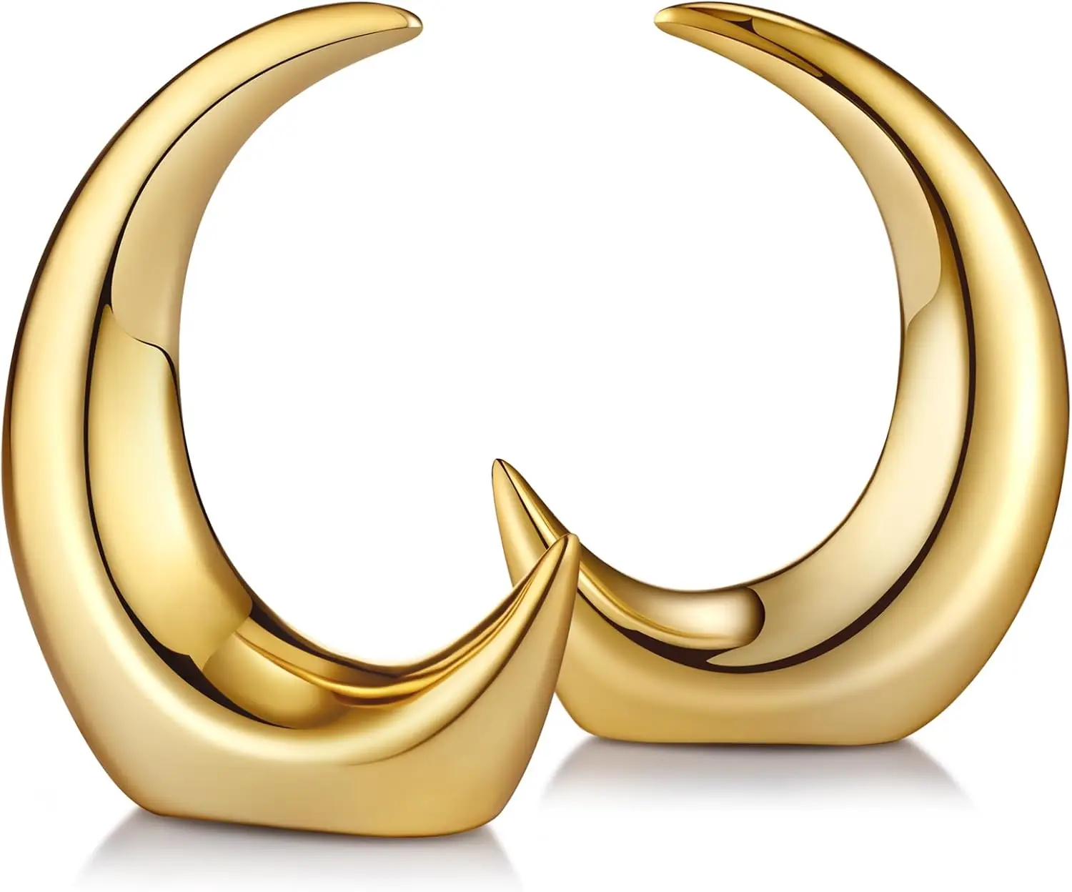 2 Pieces Gold Moon Statue Home Decor Modern Style Ceramic Figurines Crescent Moon Decorative Ornaments for Living Room Bedroom