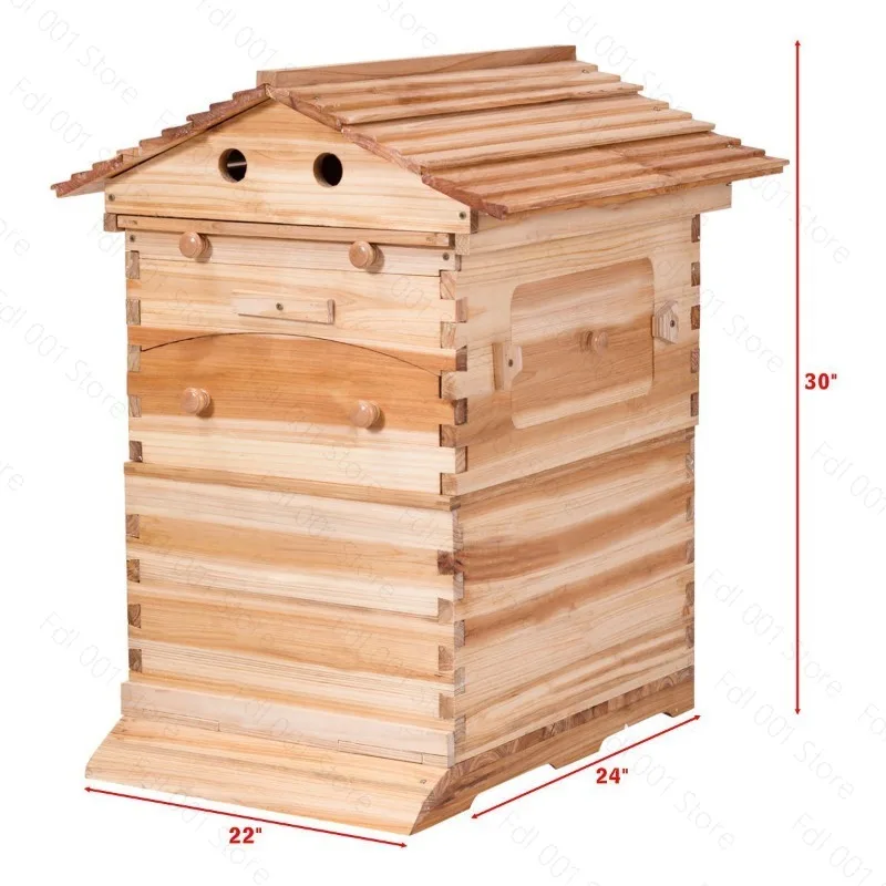 Apiculture Equipment Waxed Cedar Wood Flow Honey Hive Automatic Self-flow Beehive Box