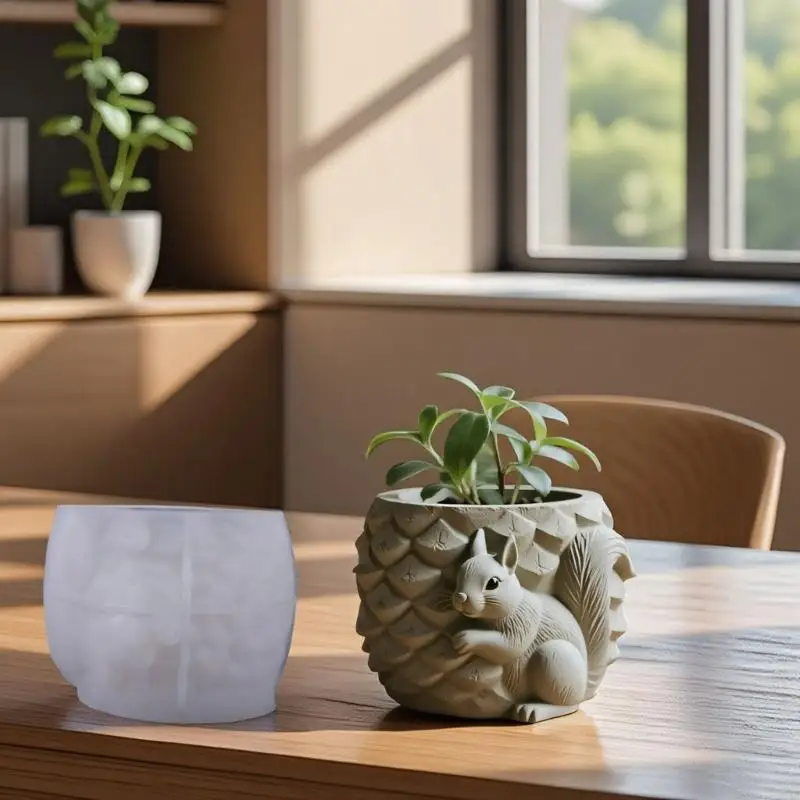 

Squirrel Shaped Silicone Planter Mold Flowerpot Molds for Crafts Resin Cup Jewelry Holder Flexible and Reusable 964A