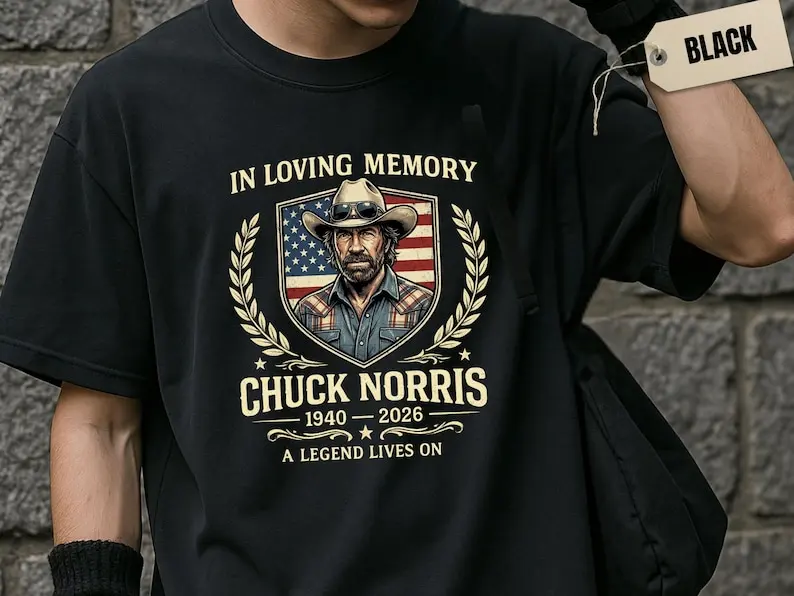 Chuck Norris Tribute Shirt T-shirt– Western Cowboy Portrait, Patriotic Americana Graphic Unisex Tee Shirt T-shirt