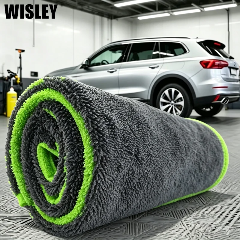 Double‑Sided Microfiber Car Wash Towel Super Absorbent Scratch Proof Car Drying Cloth Auto Detailing Cleaning Rag for Car Care