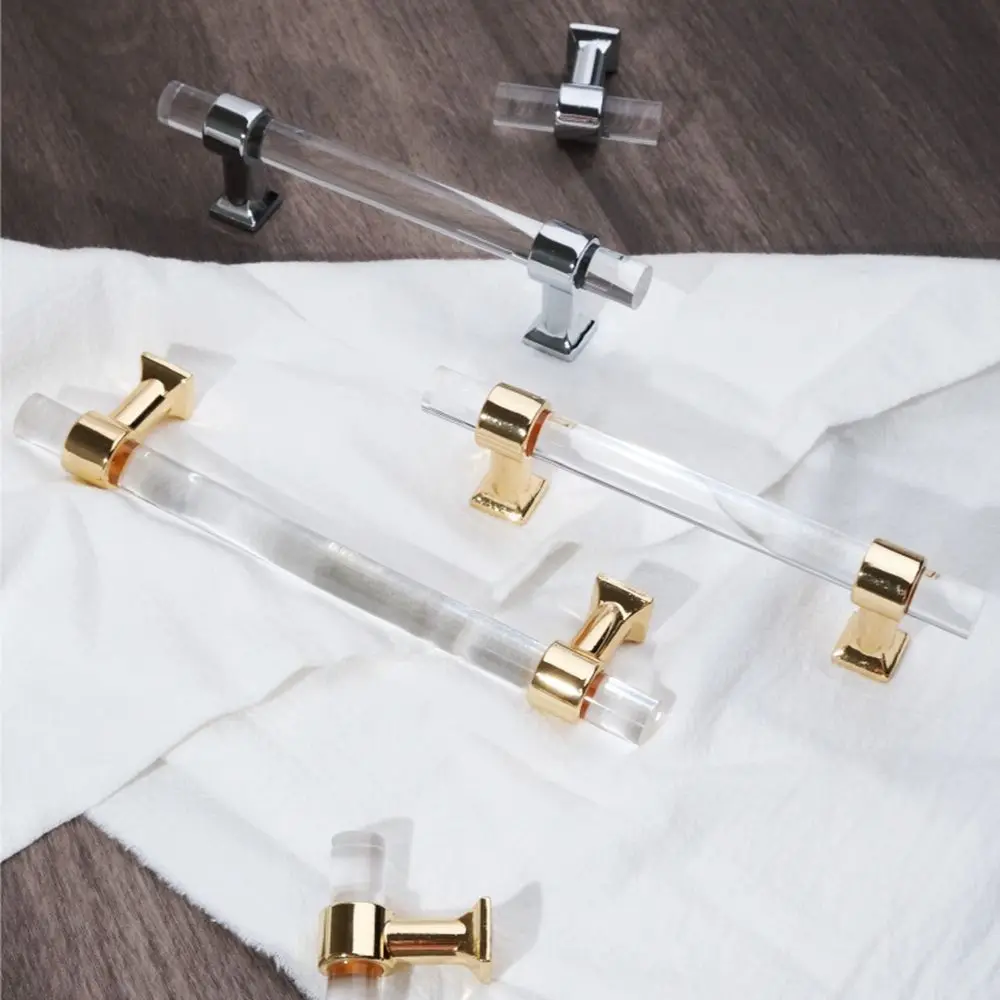 

Clear Gold/Silver Bathroom Kitchen Cabinet Door Handle Pull Hardware T Bar ​Handle Drawer Knobs