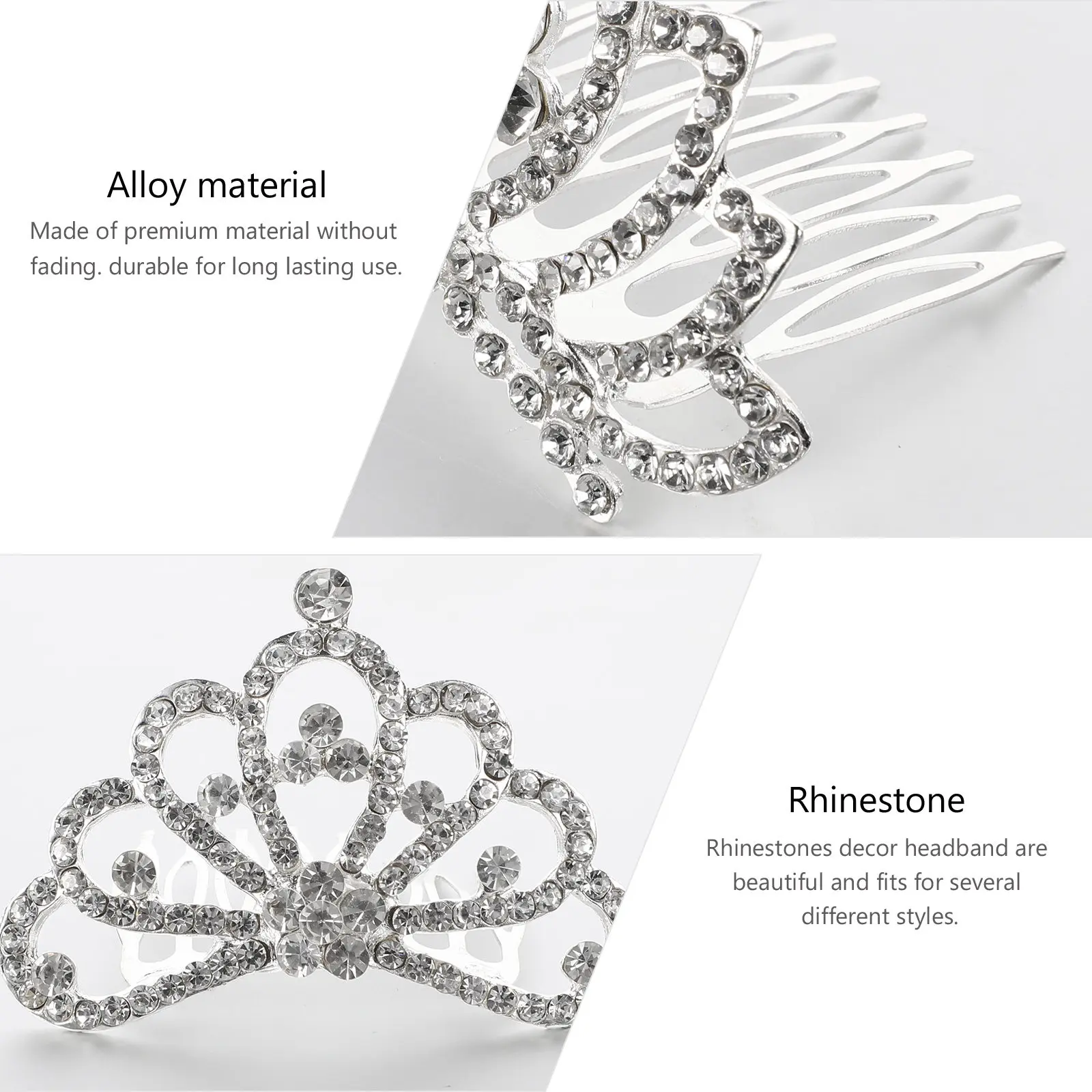 

4Pcs Girls Crown Comb Rhinestone Mini Tiara Hair Clips Elegant Party Favors Birthday Photo Props Crowns with Comb