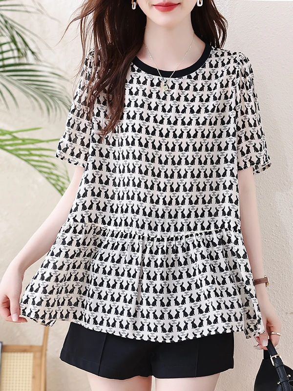 

Fashionable Loose Women's Shirt Summer 2026 Elegant Minimalist Design Comfortable Meat Concealing Long Sleeve round Neck Top