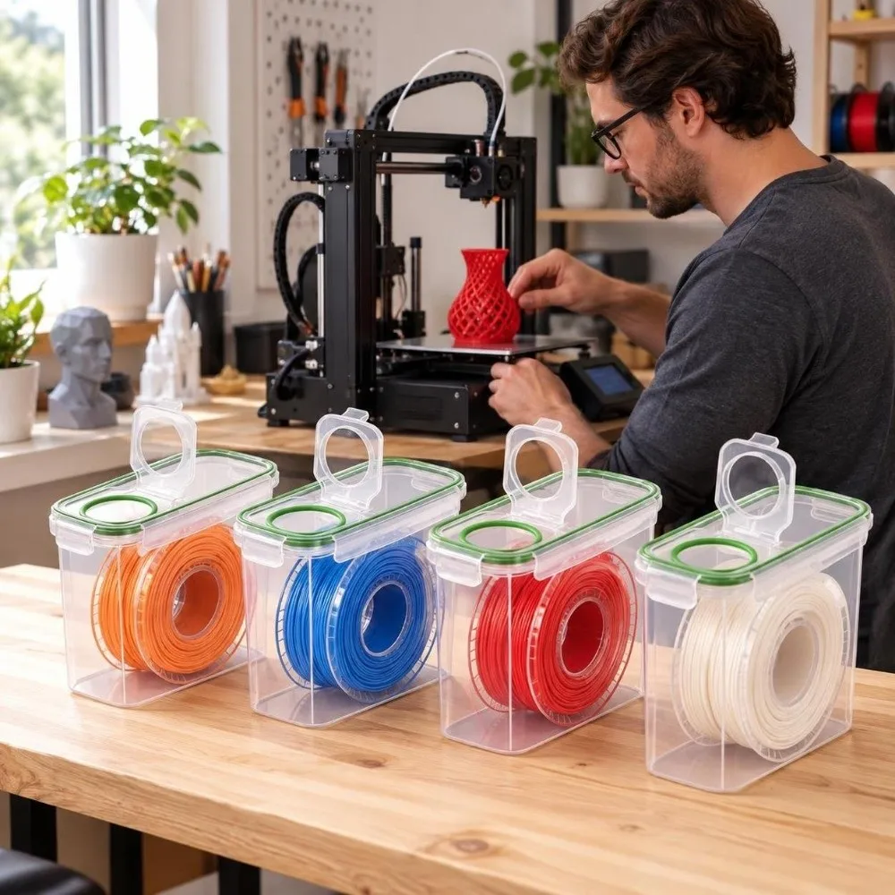 4Pcs Dustproof 3D Printing Filament Container Moisture Proof Sealed Filament Dry Box Portable Large Capacity