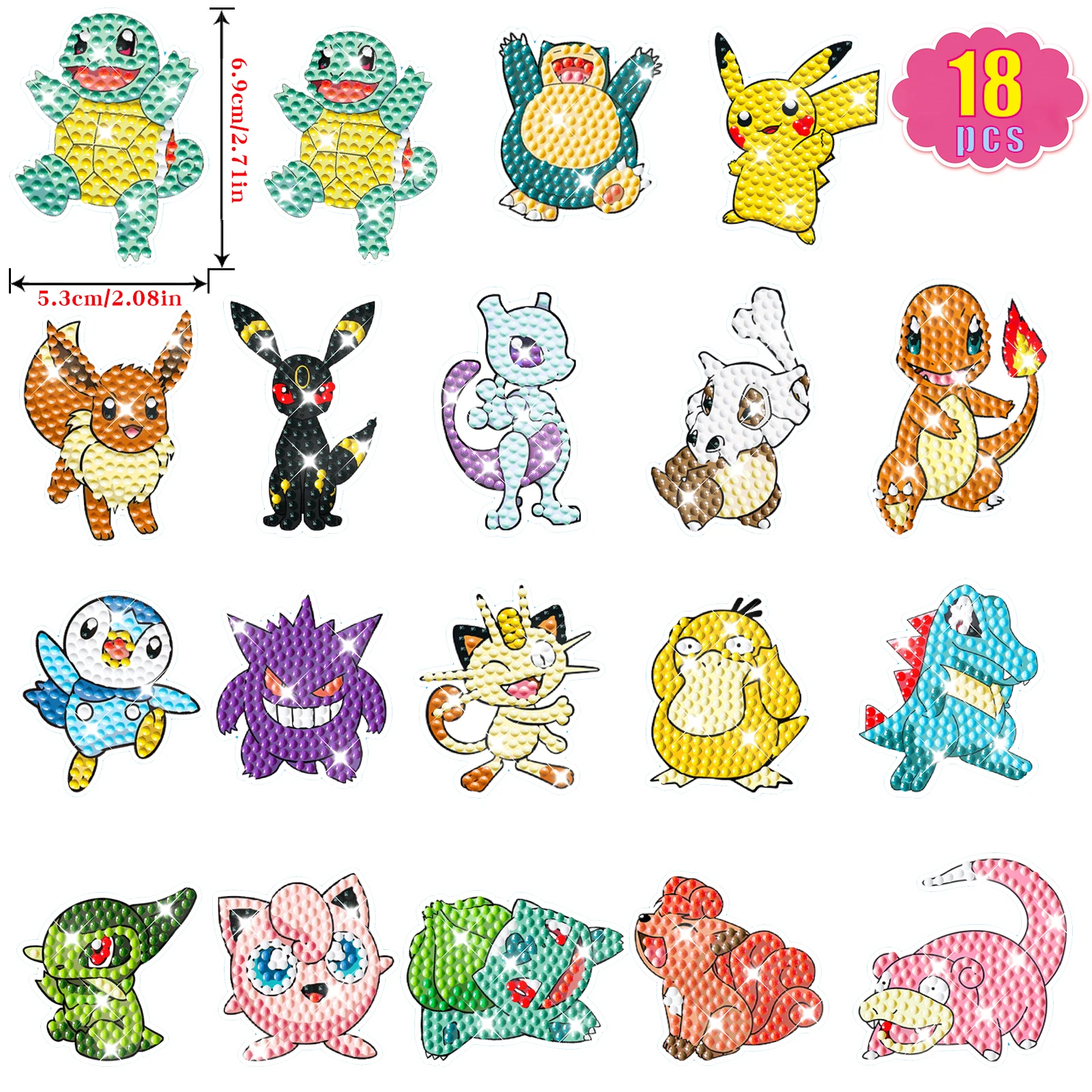 

Anime Pikachu Child Random Stick Diamond Painting Sticking Drills Embroider DIY Schoolbag Notebook Handiwork Make Material