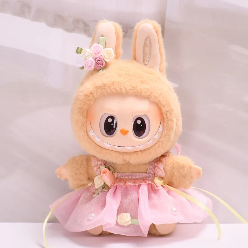 

Labubu I II Idol Dolls Mini Plush Doll'S Clothes Korea Kpop Exo Idol Dolls Pink Yellow Butterfly Ribbon Yarn Skirt Accessories