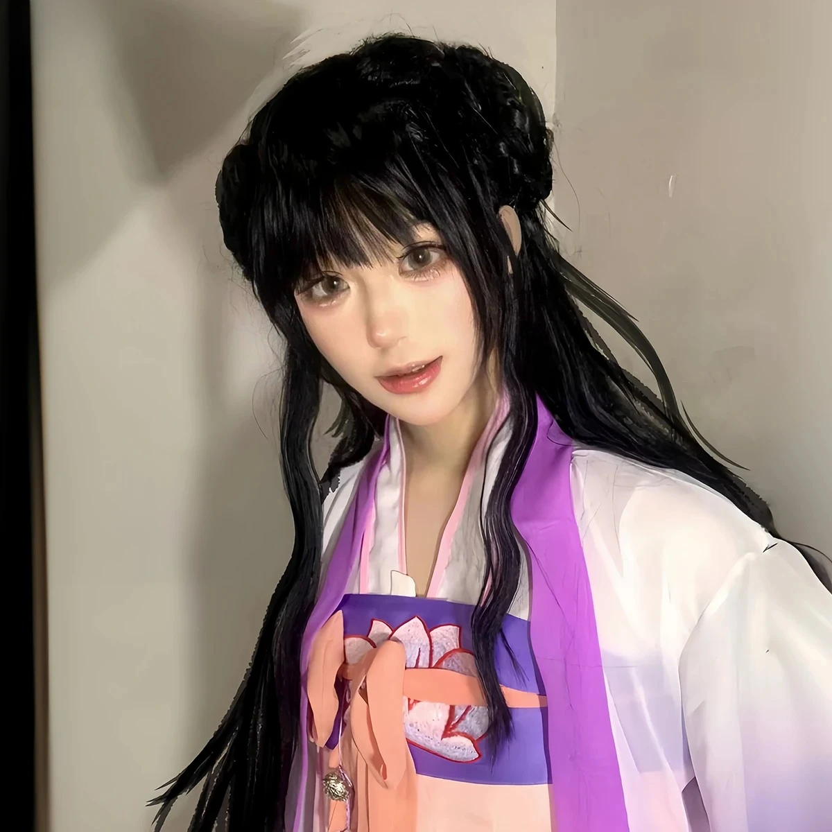 偽毛沢東同志江銀麗コスプレユニバーサルブラックロングストレートオリジナルエブリオライトエアバングスフルヘッドギア