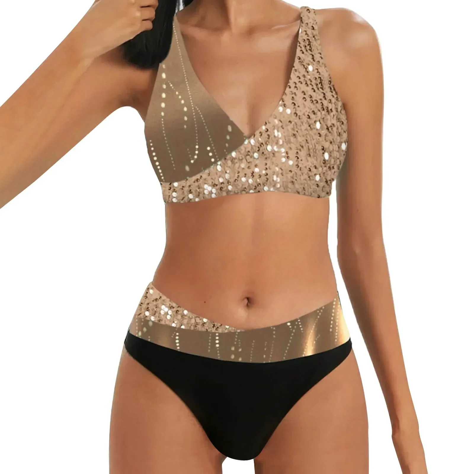 Bra Bathing Suit Tops for Women Women's Colour Print High Waisted Tankini Triangle Panties Two Girls Swimming Shorts And Top
