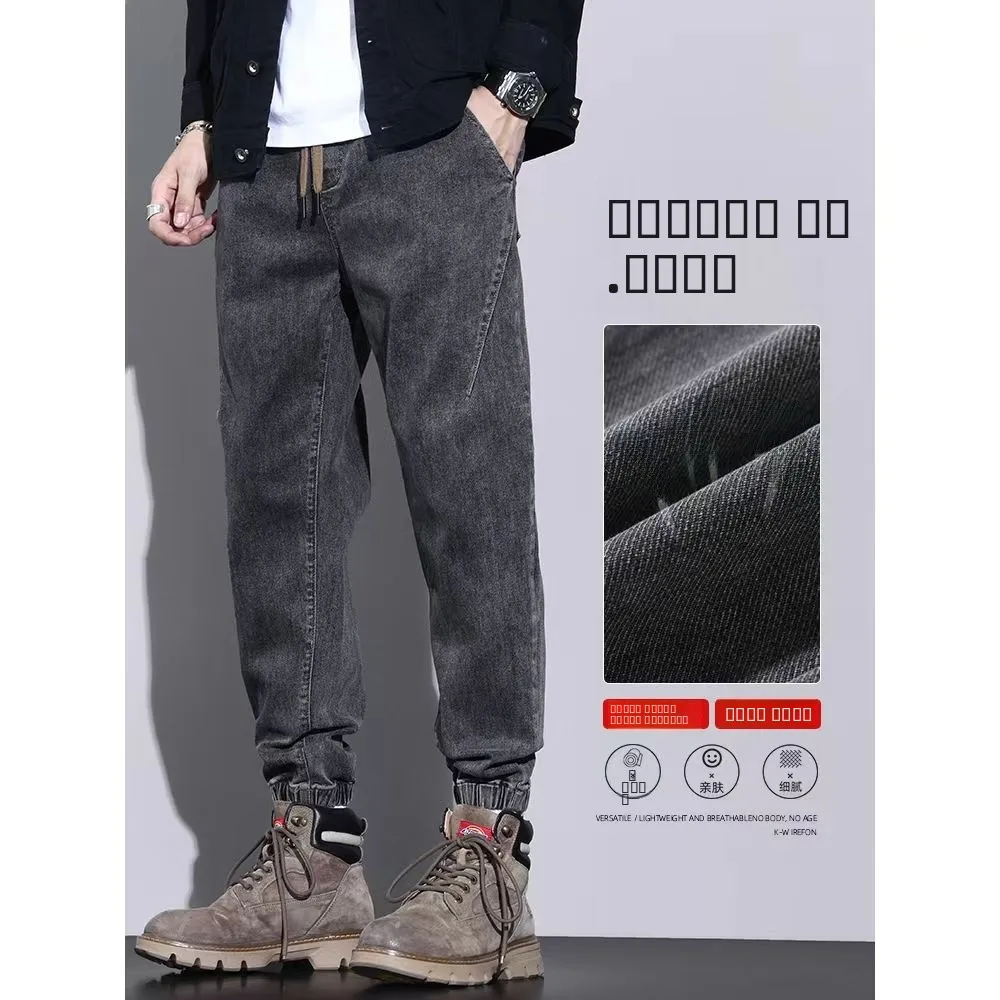 

Мужские джинсы в стиле ретро-американской рабочей одежды, свободные, с манжетами, больших размеров, повседневные брюки-харлан, износостойкая рабочая одежда для защиты труда