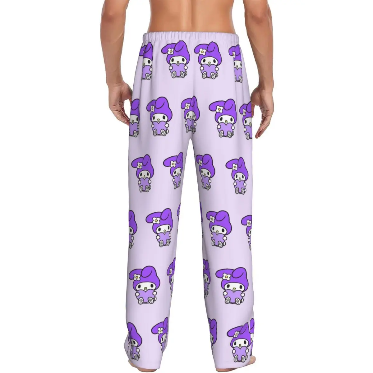 Custom Printed Men's Melody Pajama Pants Pink Rabbit Sleepwear Sleep Lounge Bottoms with Pockets