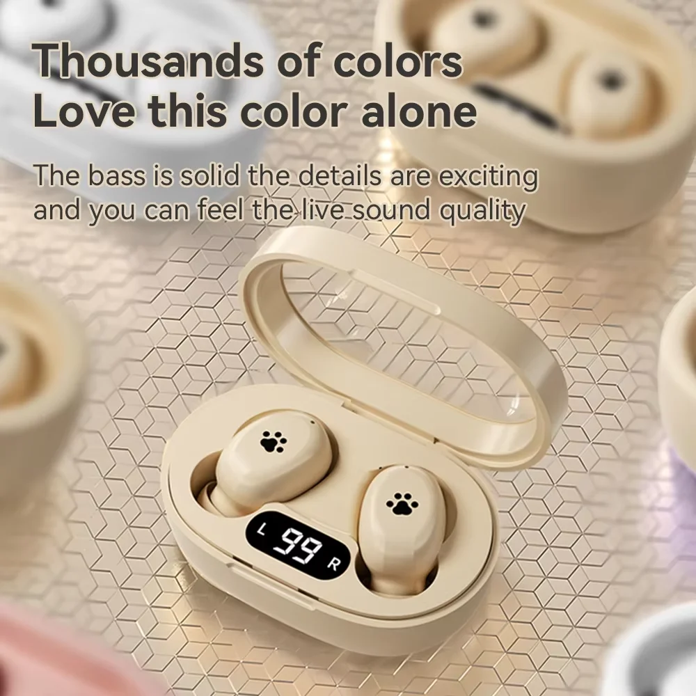 

Cute Cat's Paw Wireless Bluetooth 5.3 Headphone Power Display Intelligent Touch Control Earphones HIFI Stereo Girl's Earphones
