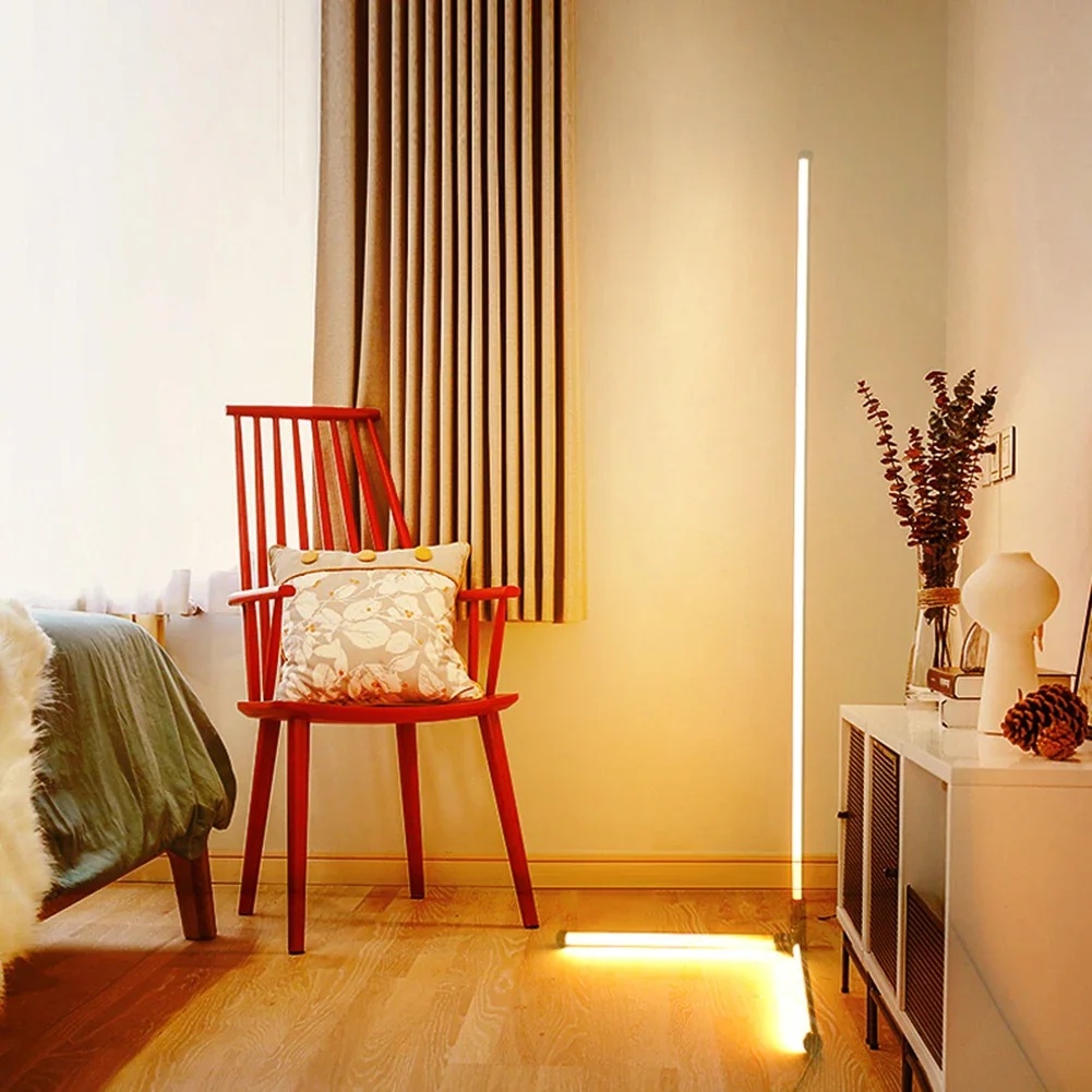 

DC12V Simple Corner Rod Floor Light Nordic Indoor LED Lamp for Modern Living Room Bedroom Atmosphere Standing Decor