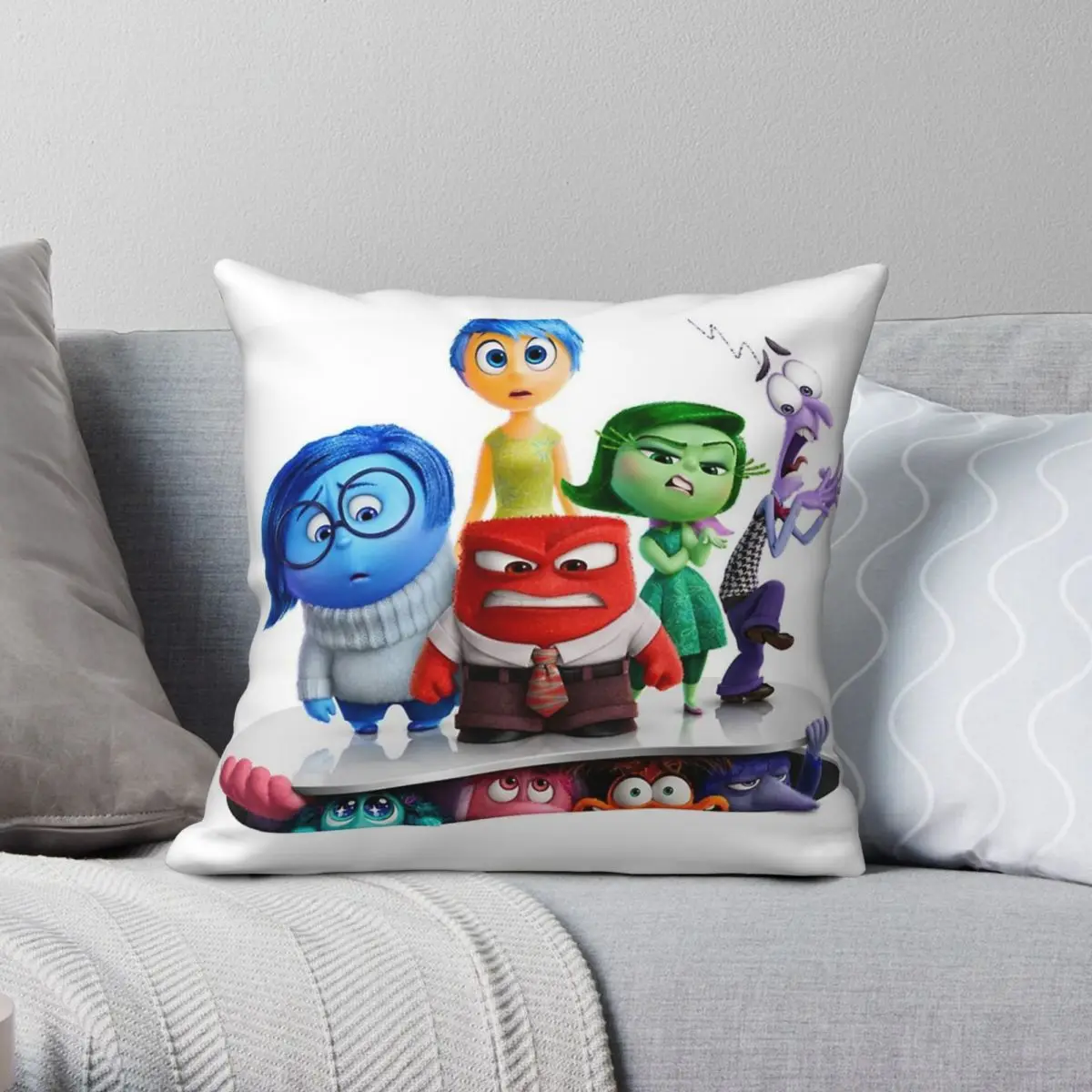 Inside Out 2 Stuff Pillowcase Polyester Linen Velvet Printed Zip Decor Home Cushion Cover Wholesale
