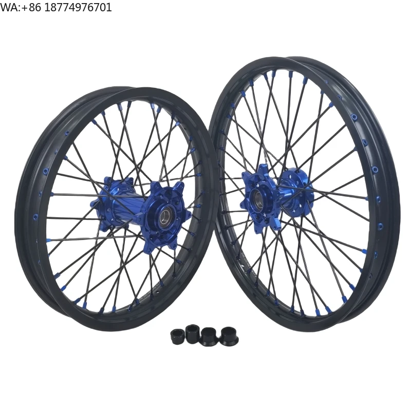 

New Product Electric Dirt Bike Black Rims Blue Hubs Sliver Spokes Motorcycle Wheels Rims Set