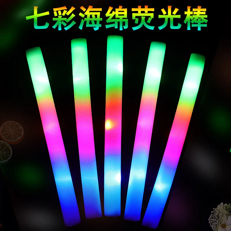 Concert Fluorescent Stick Wholesale Electronic LED Colorful Luminous Sponge Stick foam Fluorescent Stick Silver Light Stick