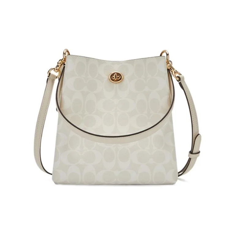 COACH Charlie PVC Bucket Bag, Tote Bag, Shopping Bag, Handbag, Shoulder Bag Women's Ivory Gray & Glacier White 1027-IMRFF