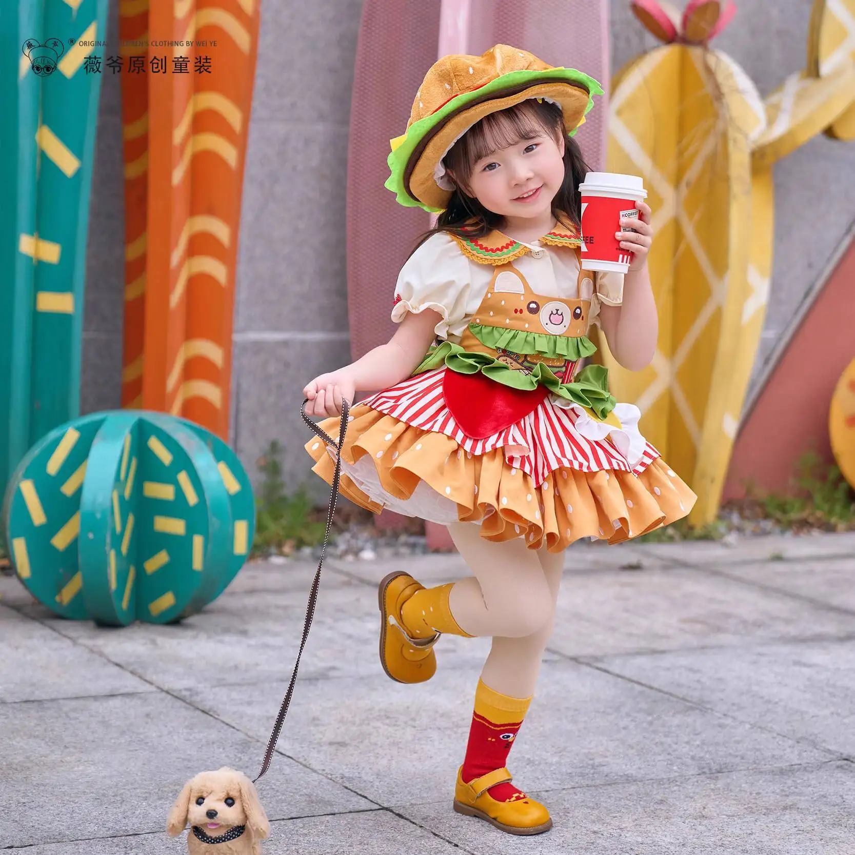 

Новый гамбургерный медведь с героями мультфильмов для отдыха для девочек, Лолита, гамбургское платье, фиеста, карнавал, Хэллоуин, косплей, детская юбка