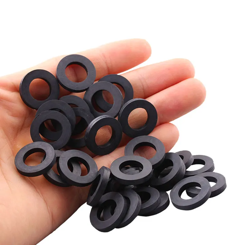 

100 Pcs Seal Ring Rubber Gasket Wear-Resistant Shock-Absorbing Waterproof Sealing Gasket Black Flat Washer