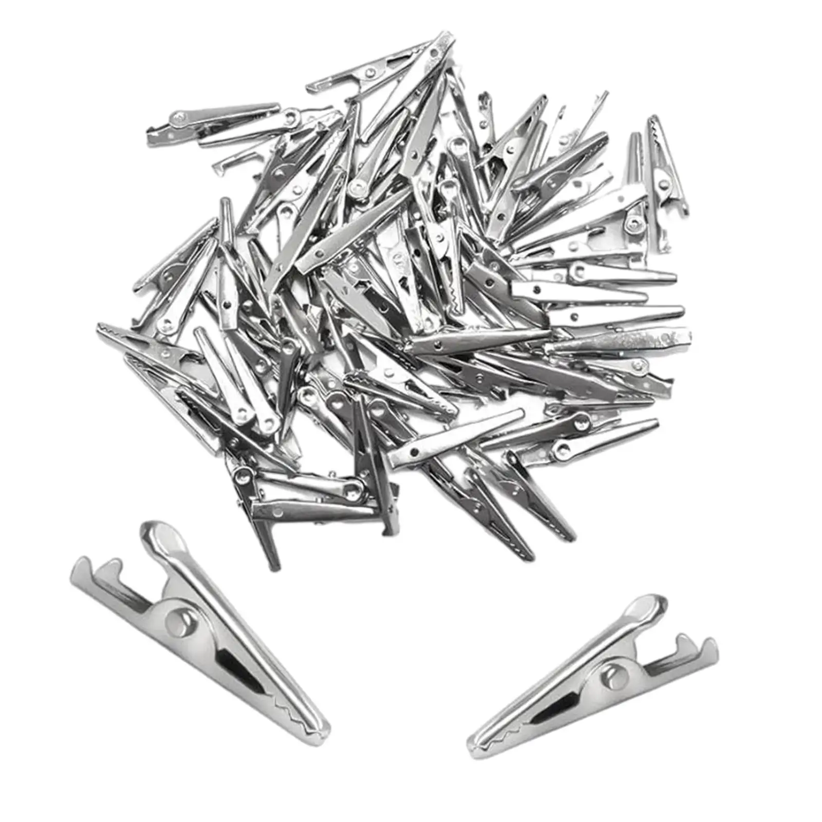100x Metal Alligator Clips Spring Clamps Reliable Stainless Steel Stable Grip 35mm Crocodile Clamps for Electric Testing Work