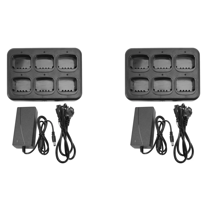 

2X Universal Charger PD780 Dual Row 6 Channel Charger For Hytera HYT PD700 PD780 PD70X EU Plug