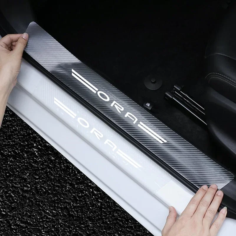 Luminous Transparent Car Door Sill Sticker For Greatwall Ora Cat GT Ballet 07 Funky Cat iq K-Car R2 Auto Trunk Threshold Strip