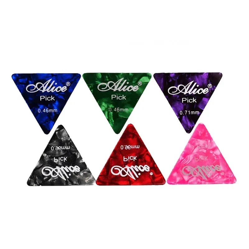 100Pcs Alice Cellouid Guitar Pick Large Triangle Guitar Picks Plectrums 0.46/0.71/0.81/0.96/1.2/1.5MM Mixed Colour Guitar Parts