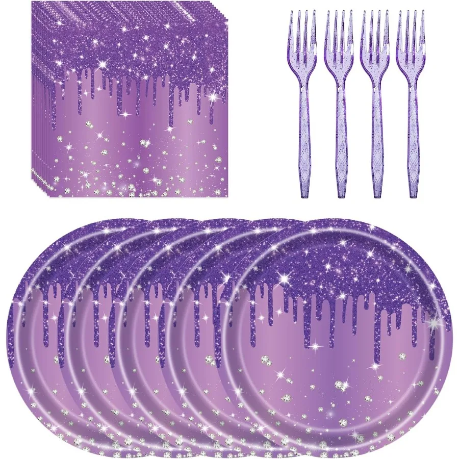 72 Pcs Purple Glitt…