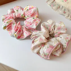 Coreano moda floreale Plaid Scrunchie donne ragazze fiore elastico per capelli elastici accessori cravatta corda per capelli copricapo copricapo