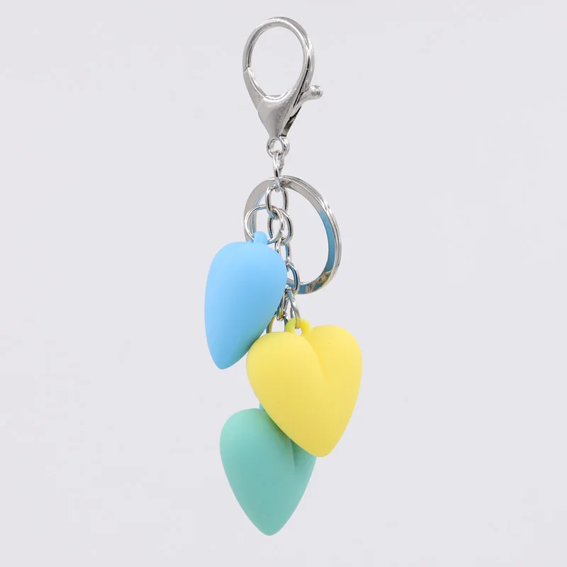 Love Heart Keychain Pendant for Women Bag Cute Jewelry Multicolor Acrylic Car Key Ring Accessories Female Girls Gift