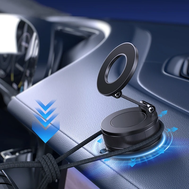 Strong Magnetic Phone Holder Foldable Design 360° Adjustable Vacuum Car Mount For Cell Phone For iphone Live Streaming 2026
