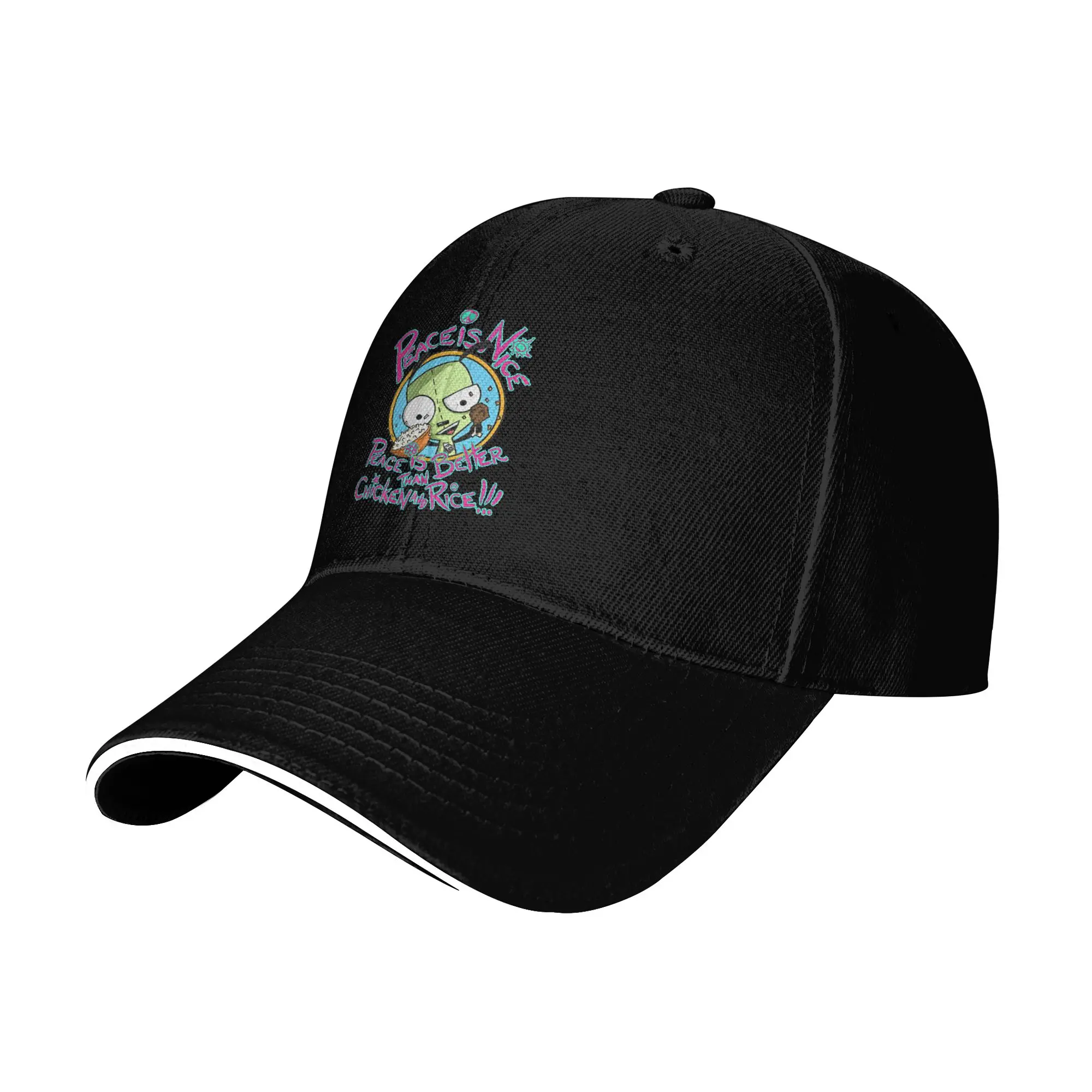 Peace is Nice Invader Zim Baseball Caps Vintage Cartoon Sandwich Hat Unisex Style Polyester Hats Cap Outdoor