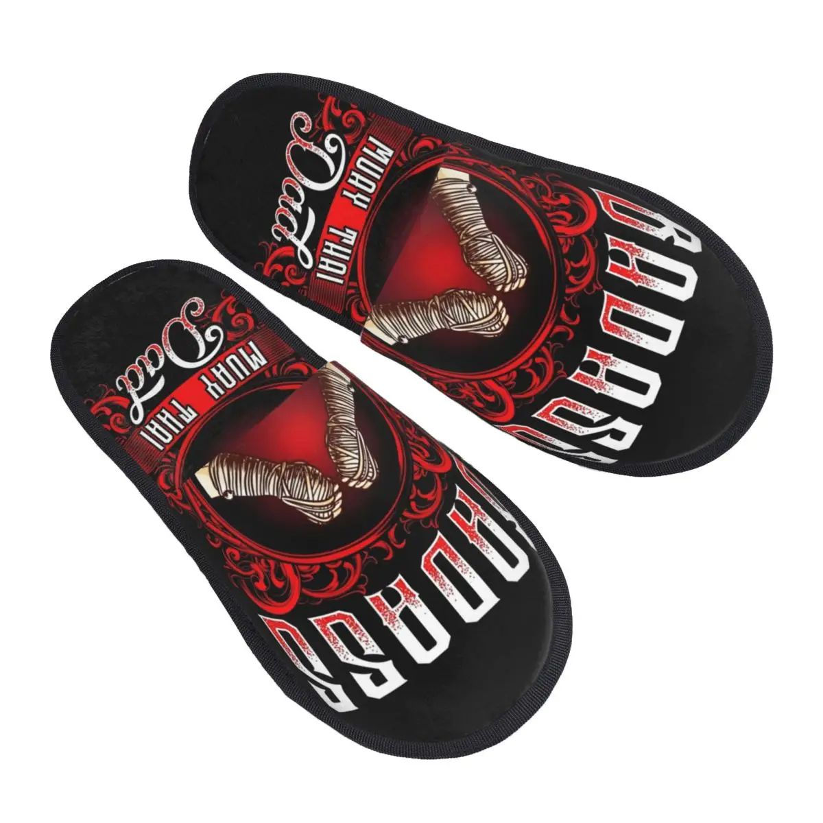 Custom Badass Muay Thai Guest Slippers for Hotel Women Martial Arts Fighter House Slipper