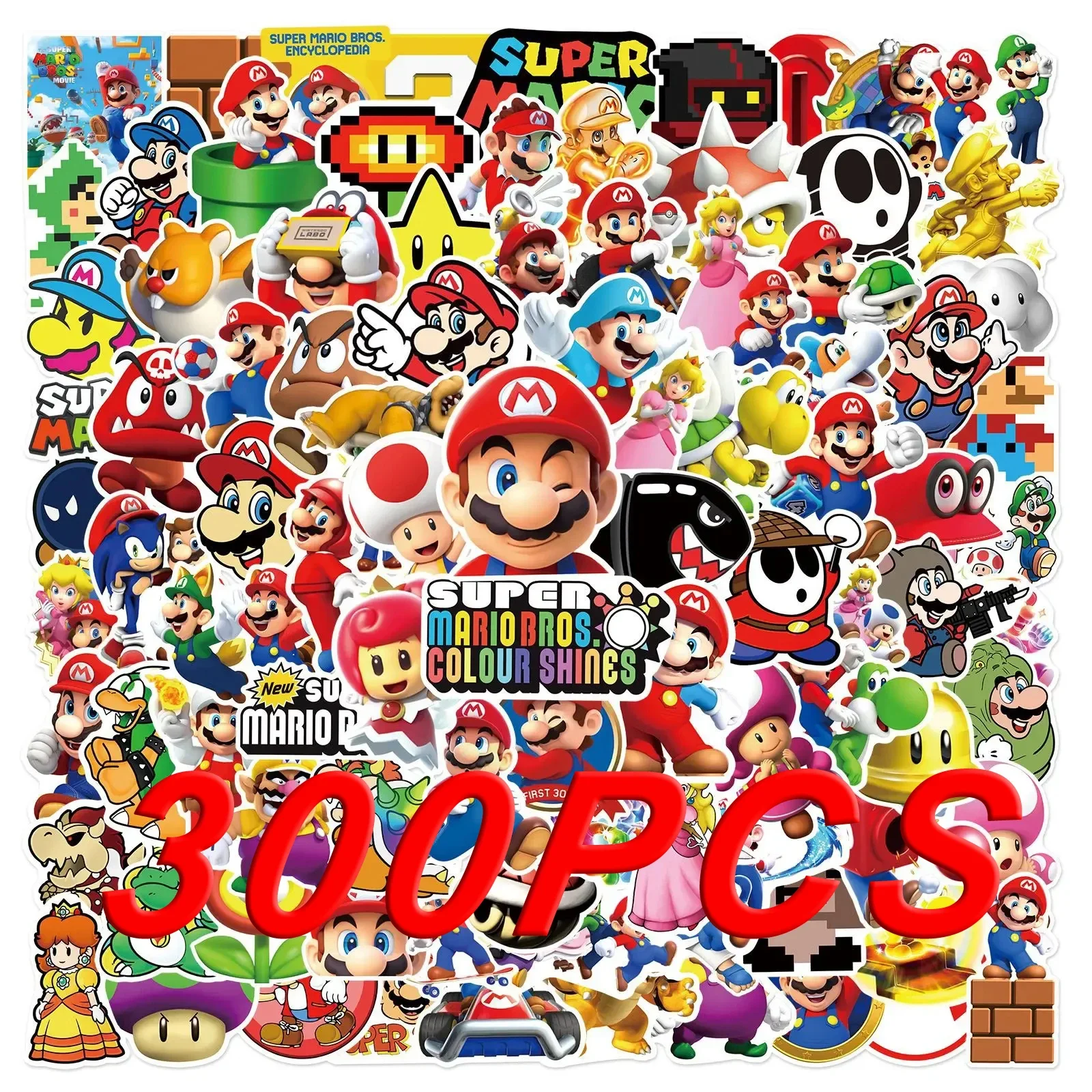 100//300Pcs Cartoon Super Mario Game Stickers Laptop Notebook Scrapbooking Fridge Phone Waterproof Decal Sticker Kids Toys