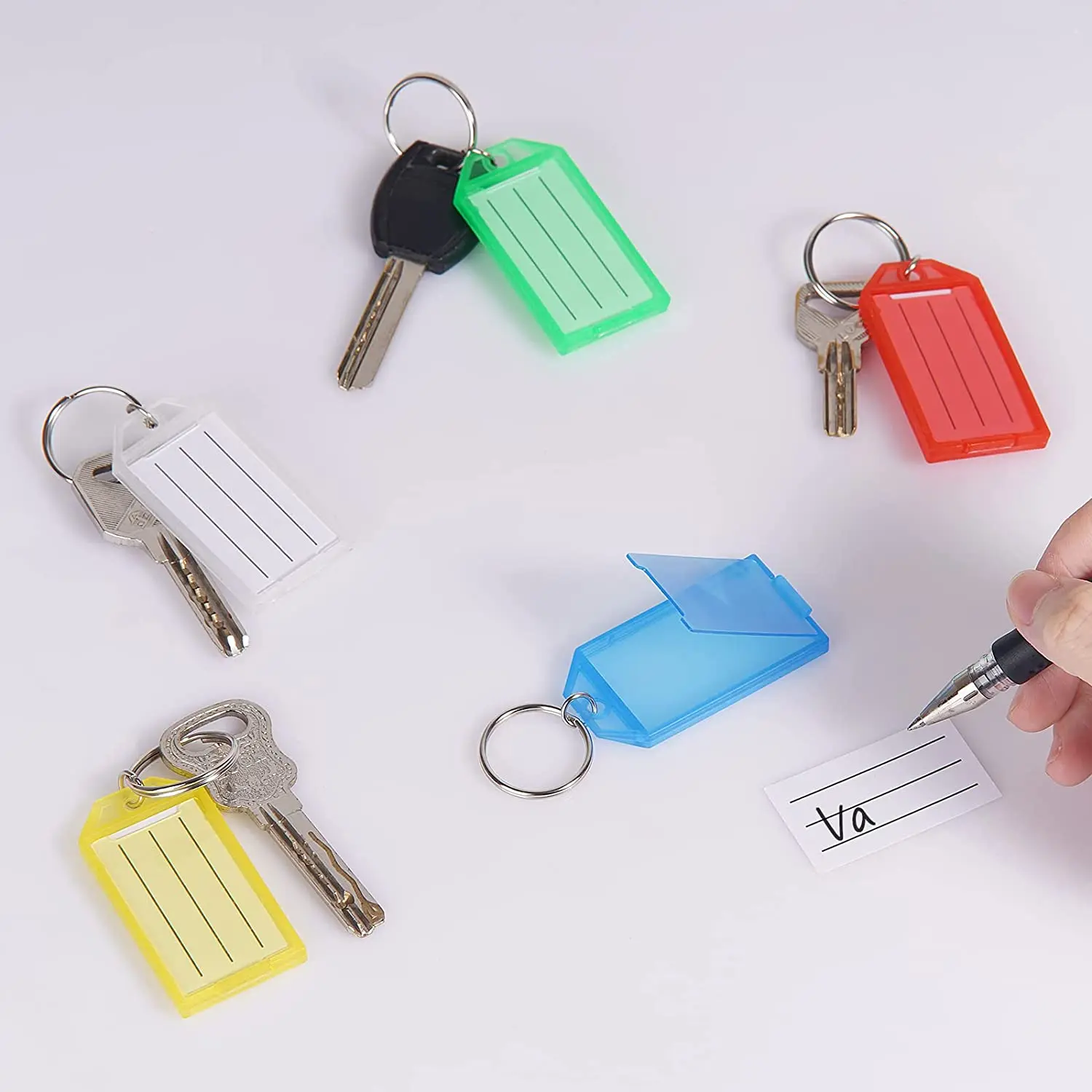 2pcs Vaincre 20 Pack Key Tags - Plastic Key Tags With Labels Flexible Key Labels Identifiers With Split Ring Assorted Colors