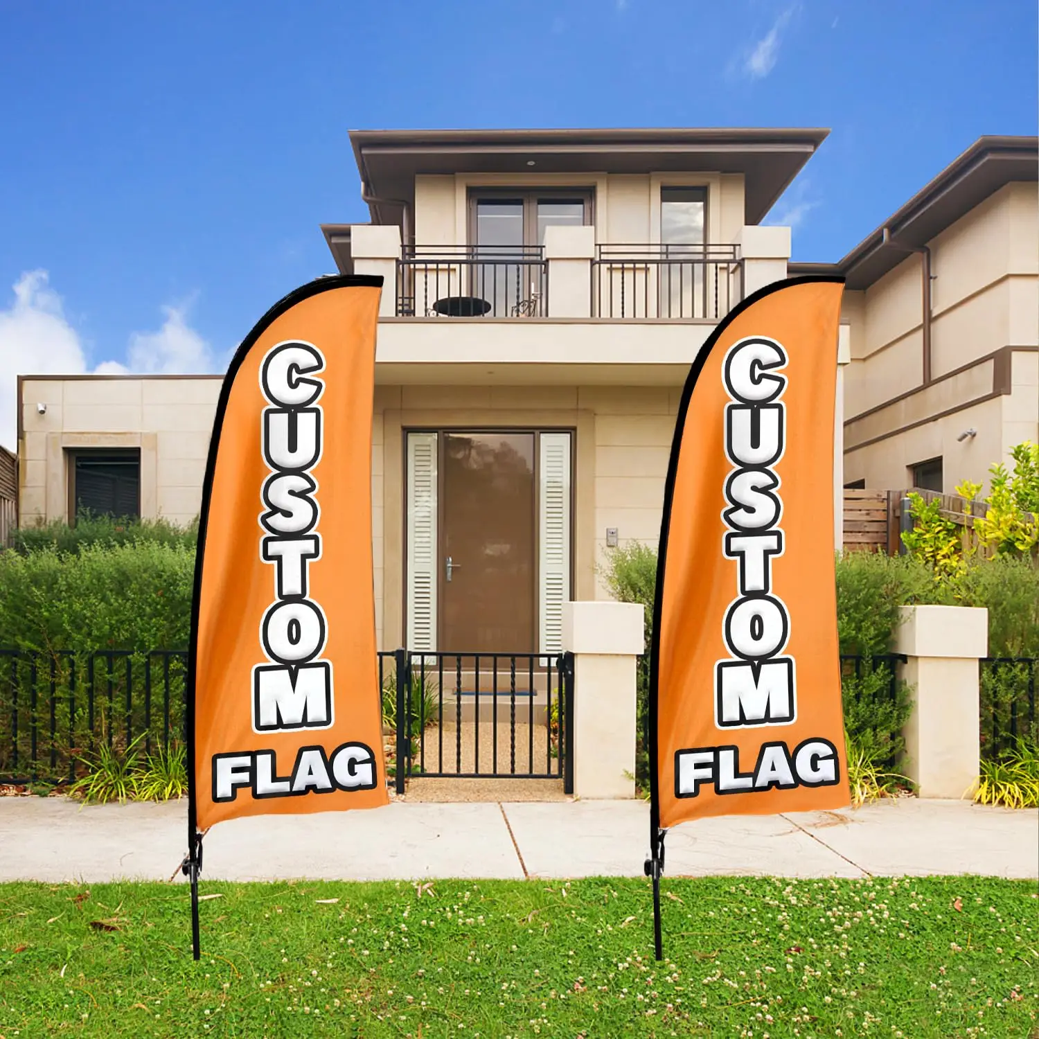 FSFLAG Custom Feather Flag,210CM Custom Windless Advertising Flag With Pole Kit, Ground Spike, Custom Flag Sign for Business