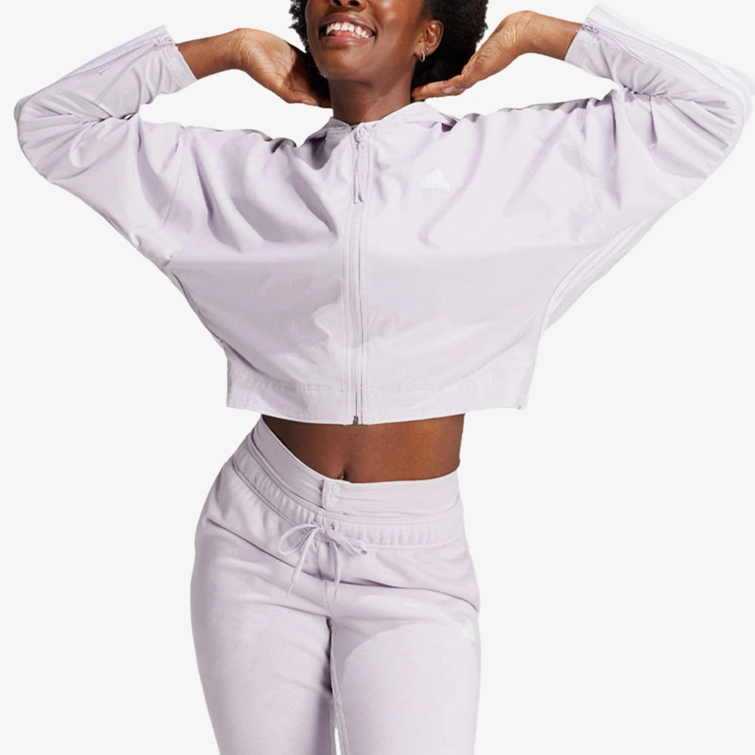 

Adidas genuine Women's Color-blocked Long Sleeve Hooded Crop Jacket IS0891